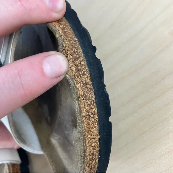 Birkenstock Women’s Size 39 / 8.0 Florida White Leather 3 Strap Cork Sandals - Picture 10 of 15